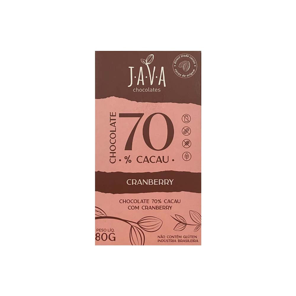 Chocolate com Cranberry 70% Cacau 80g Java