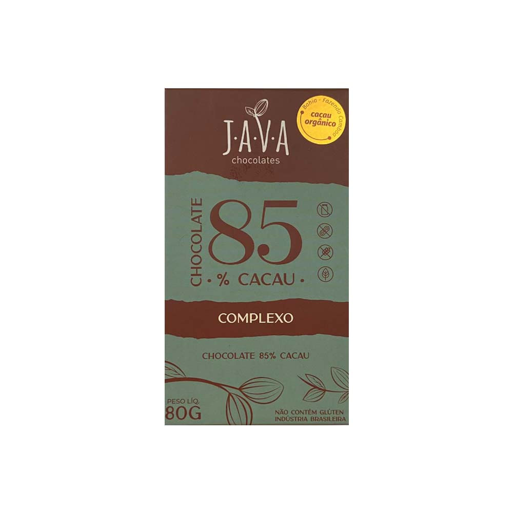 Chocolate Complexo 85% Cacau com Açúcar Demerara 80g Java