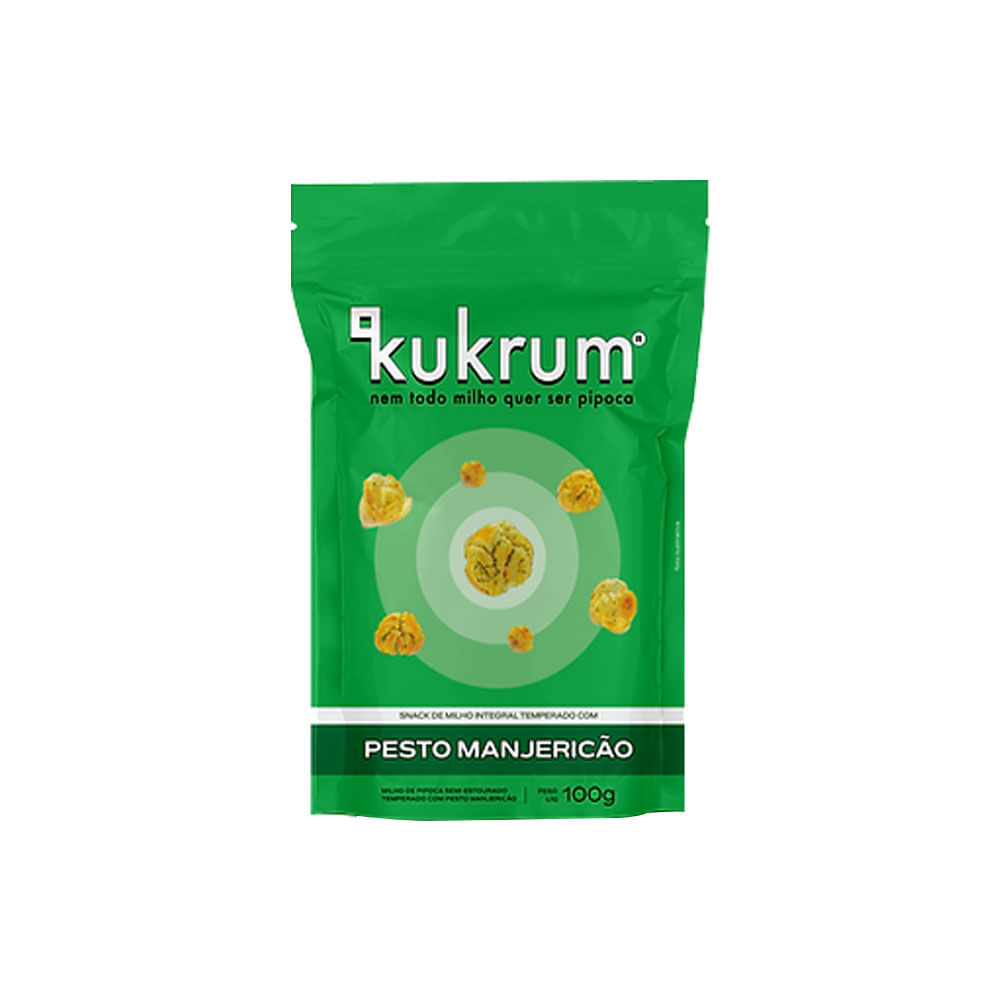 Snack de Milho Integral Temperado Pesto Manjericão 100g Kukrum