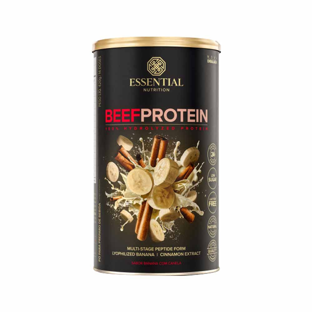 Beef Protein Banana Com Canela Lata 420g  Essential Nutrition