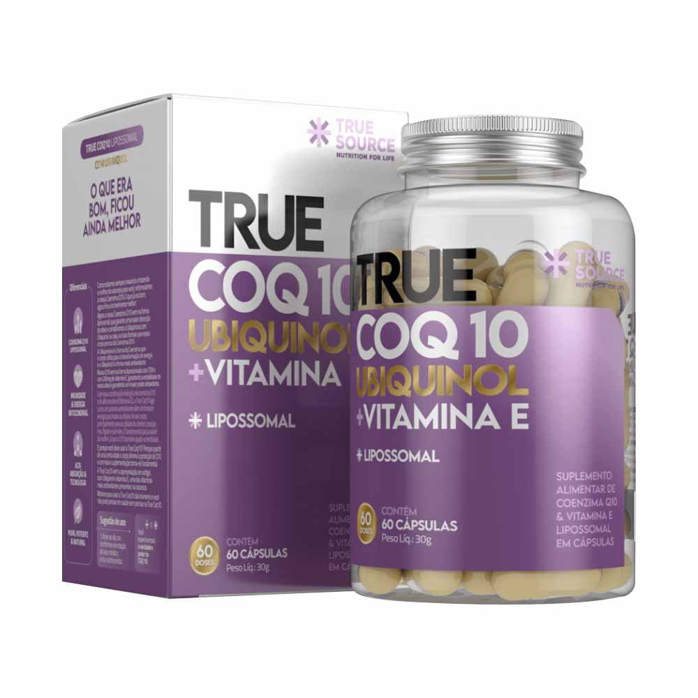 True COQ10 Ubiquinol + Vitamina E Lipossomal 60 Cápsulas True Source