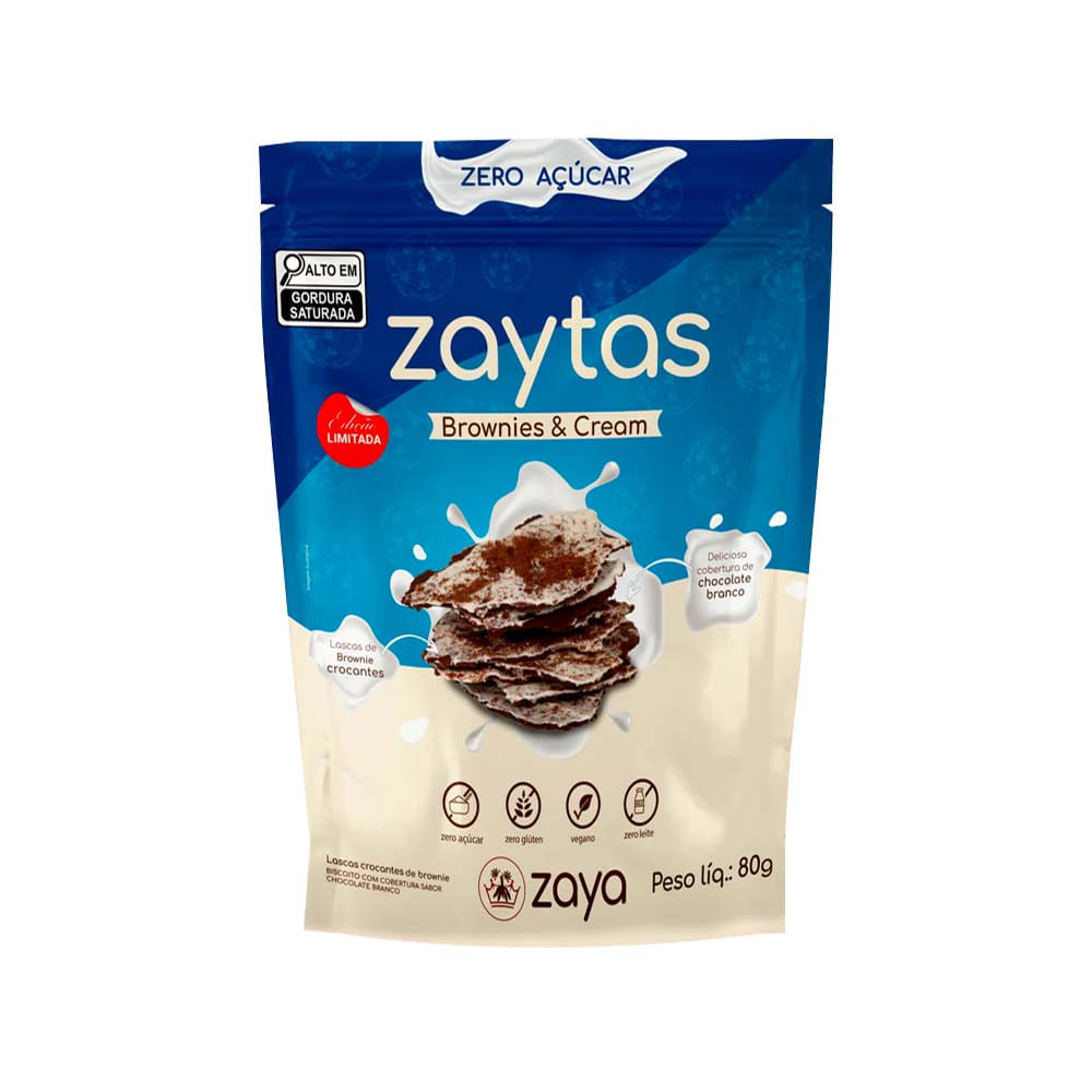 Lascas Crocantes Zaytas Brownies e Cream 80g Zaya