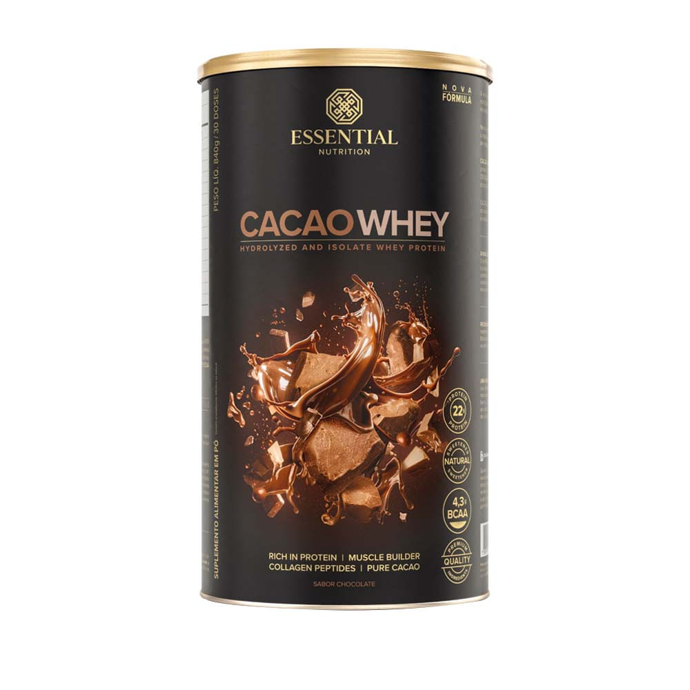 Cacao Whey Protein Hidrolisado e Isolado 840g Essential Nutrition