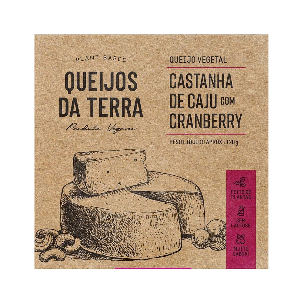 Queijo Vegano de Castanha de Caju com Cranberry 120g Queijos da Terra
