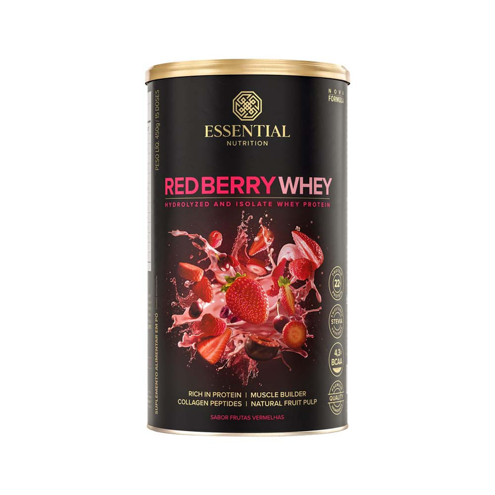 Red Berry Whey Protein Hidrolisado e Isolado 450g Essential Nutrition