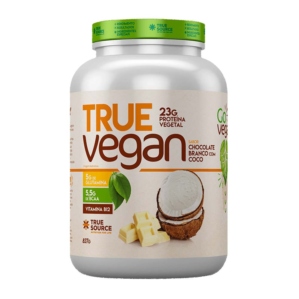 Proteína Vegana True Vegan Chocolate Branco com Coco 837g True Source