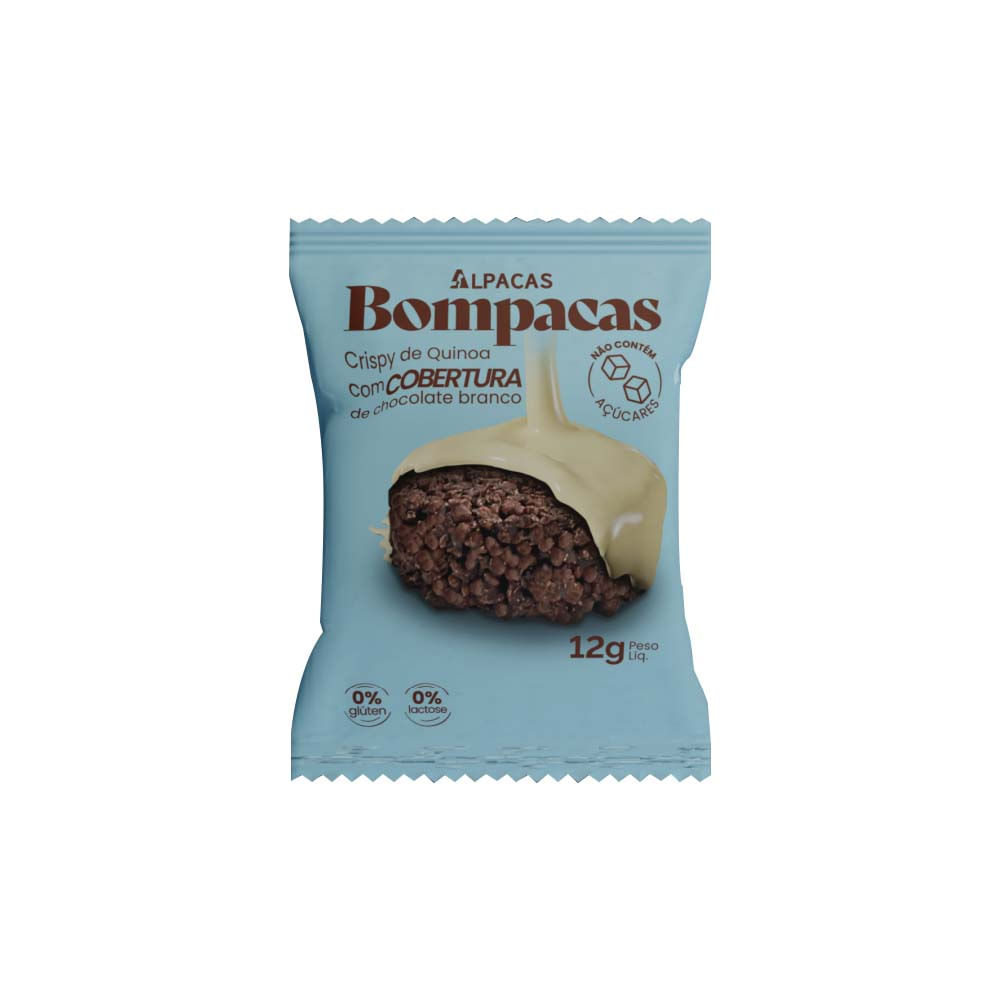 Bompacas Crispy de Quinoa com Cobertura de Chocolate Branco 12g Alpacas