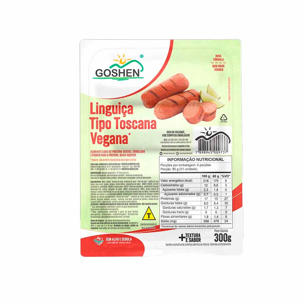 Linguiça Toscana Vegana 300g Goshen