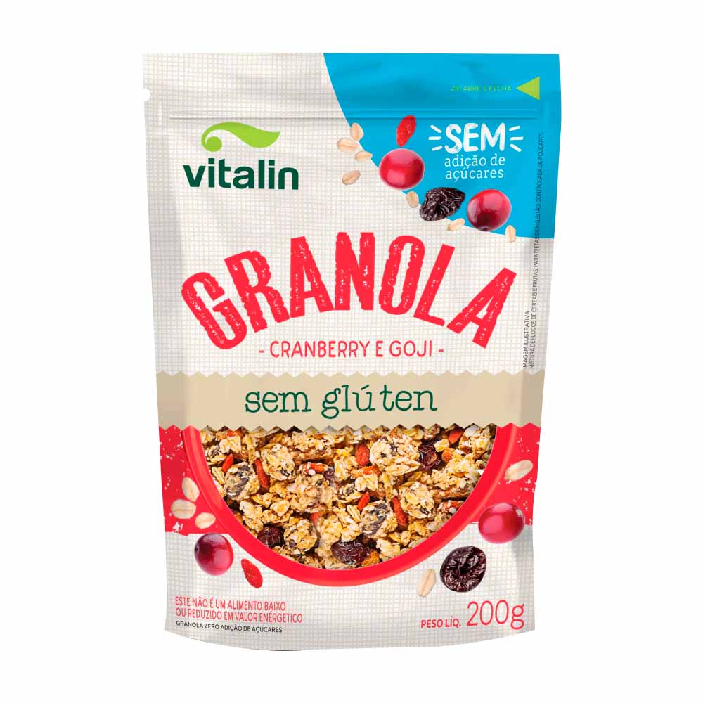 Granola Cramberry e Goji Sem Glúten 200g Vitalin