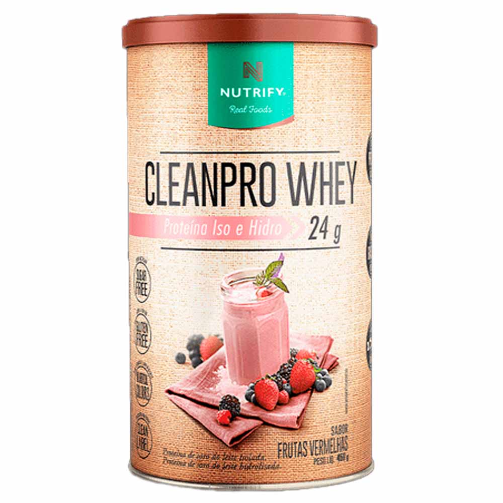 Cleanpro Whey Protein Isolado e Hidrolisado Sabor Frutas Vermelhas 450g Nutrify