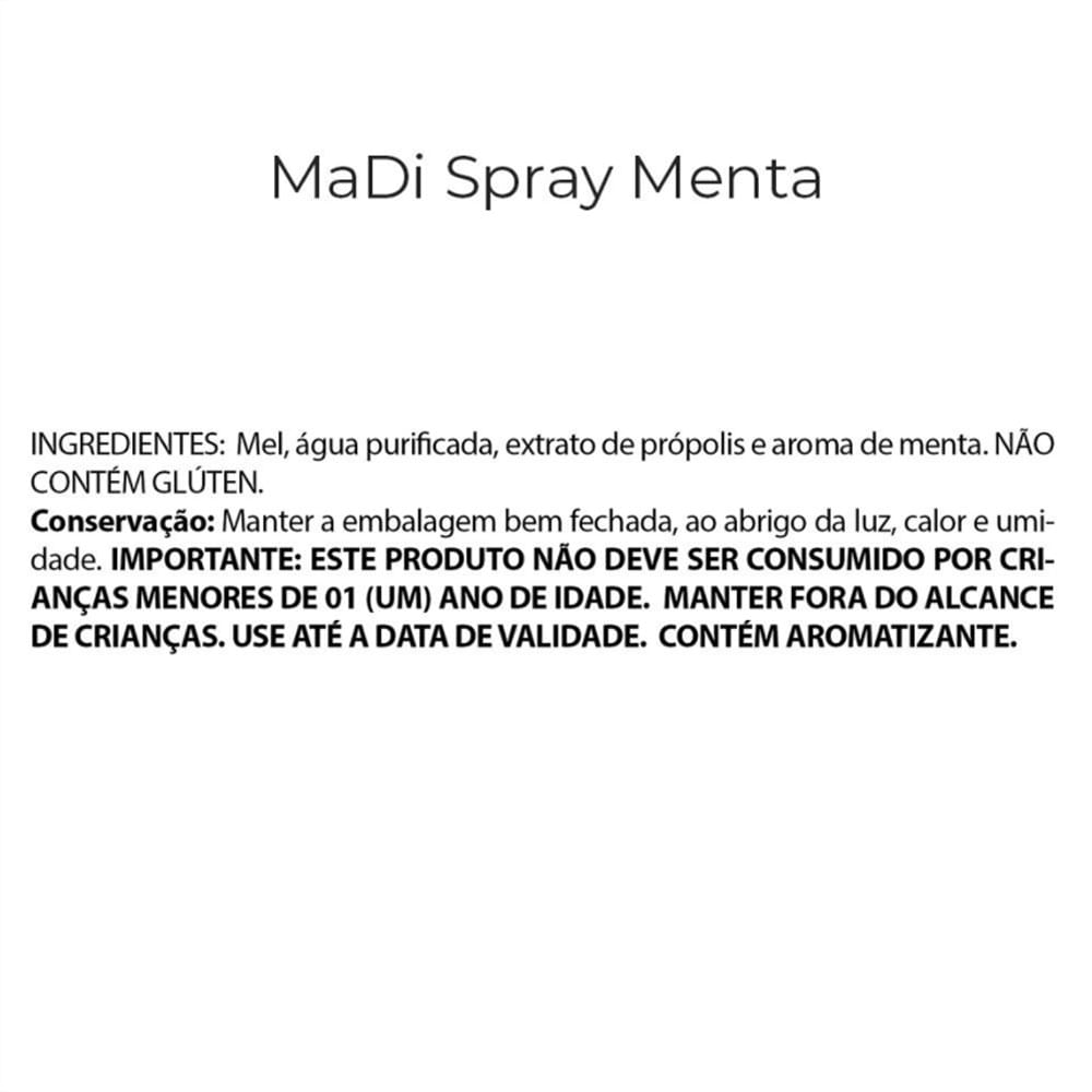 Spray Mel e Própolis Sabor Menta 30ml Madi Wellness