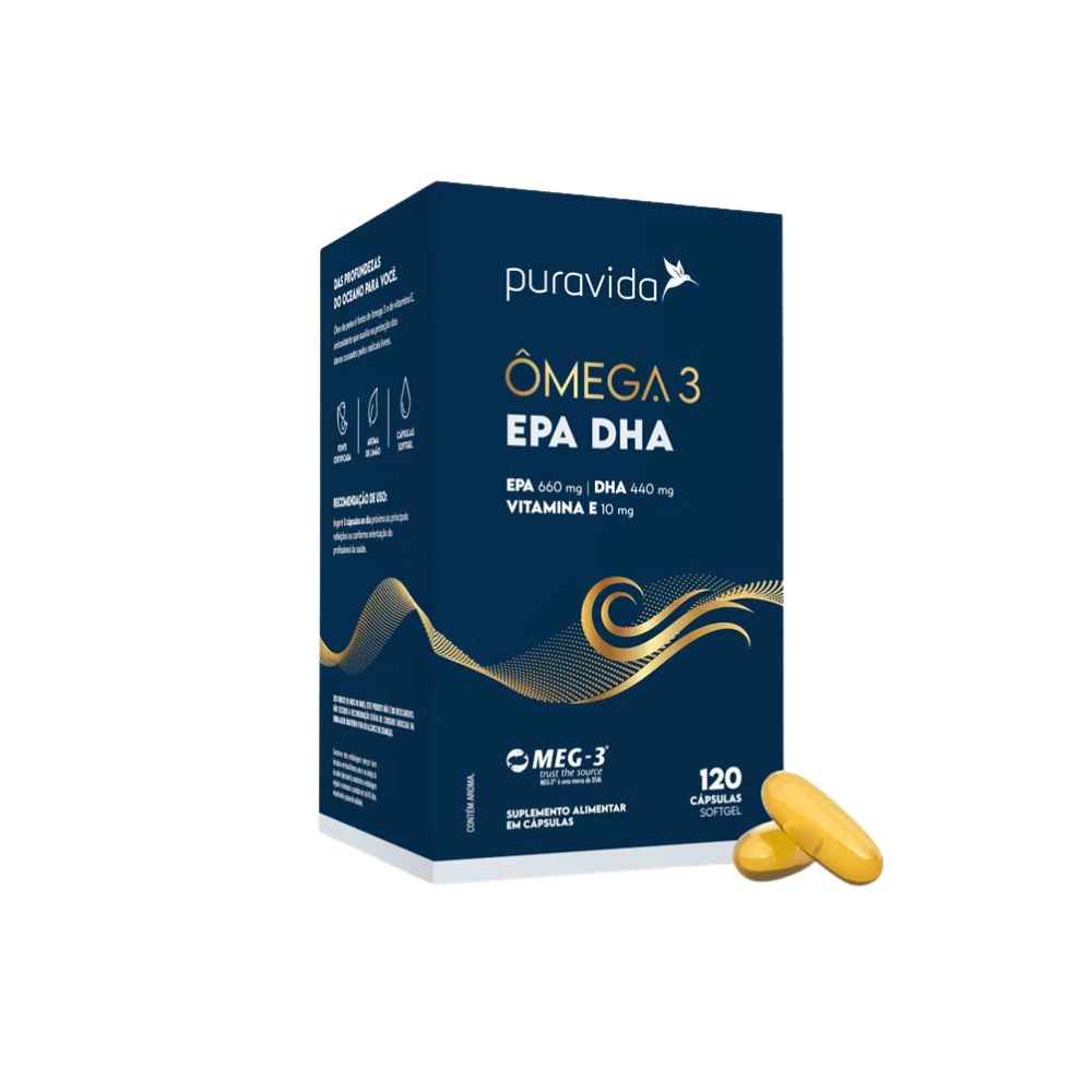 Ômega 3 EPA DHA 120 Cápsulas Puravida