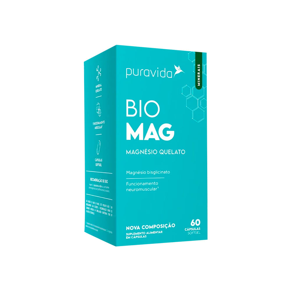 Bio Mag Magnésio Quelato 60 Cápsulas Puravida