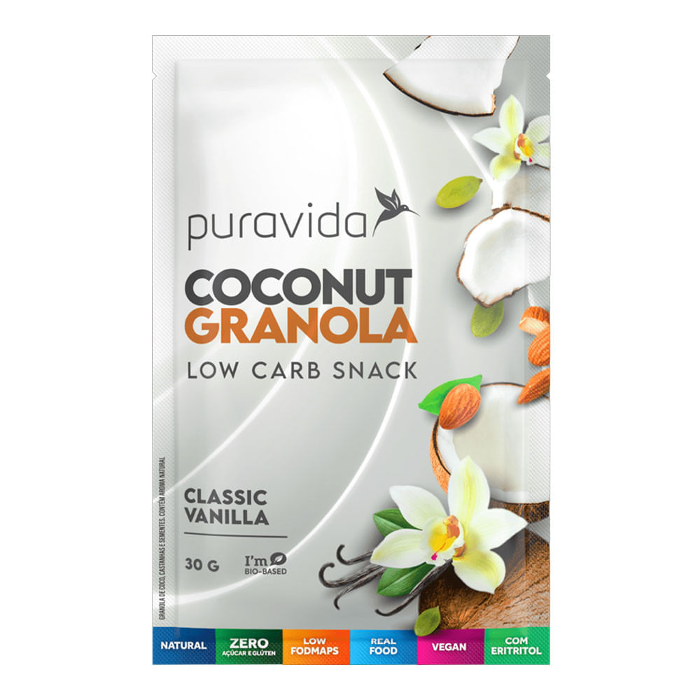Coconut Granola Low Carb Snack Classic Vanilla 30g PuraVida