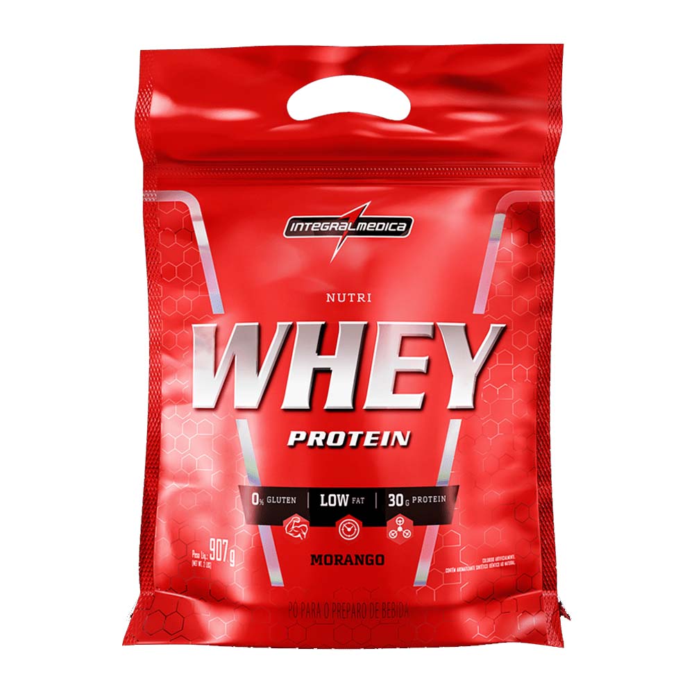 Nutri Whey Protein Morango Pouch 907g Integralmedica