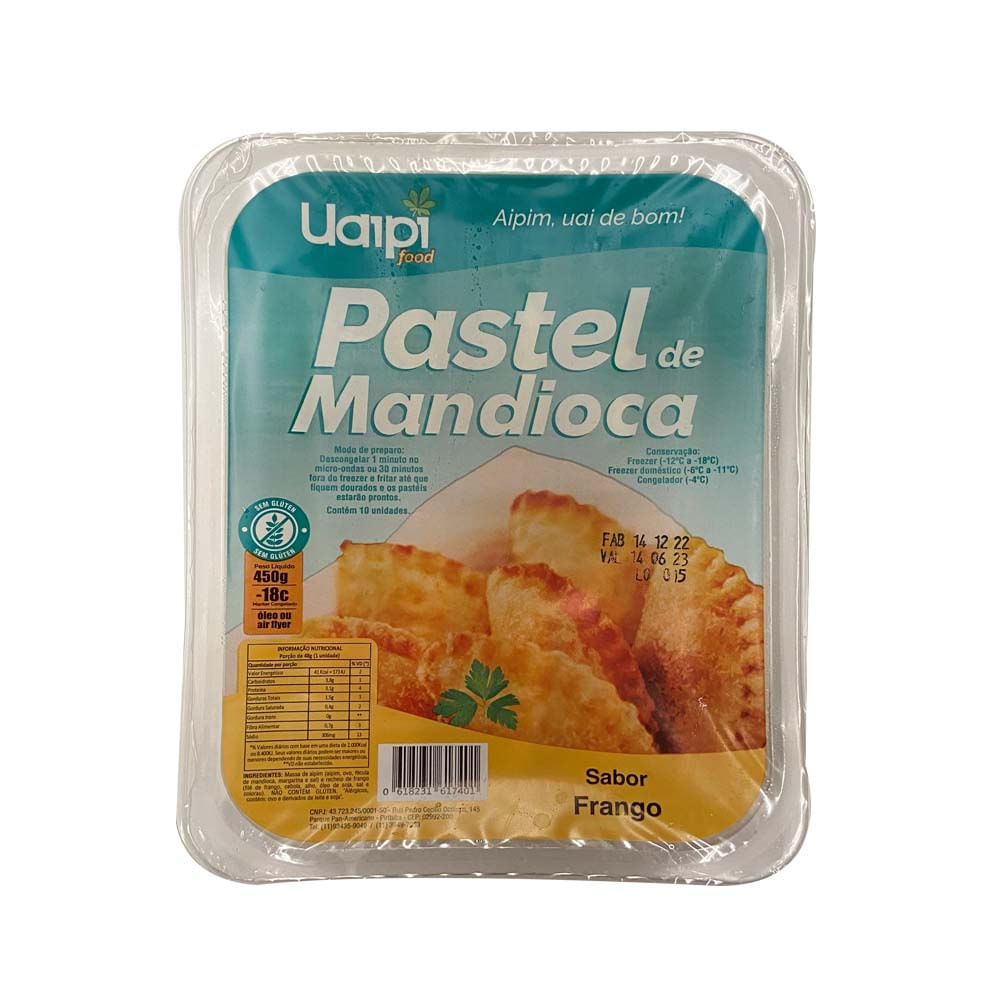 Pastel de Mandioca sabor Frango 450g Uaipi