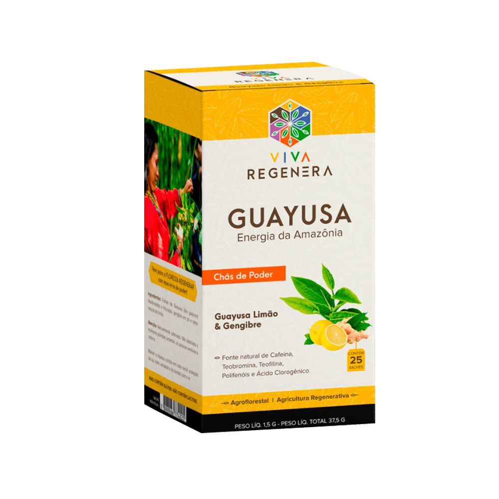 Chá Guayusa Limão e Gengibre 25 Sachês Regenera