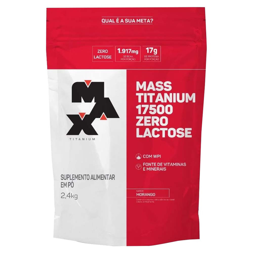 Massa 17500 Zero Lactose Morango Refil 2,4kg Max Titanium