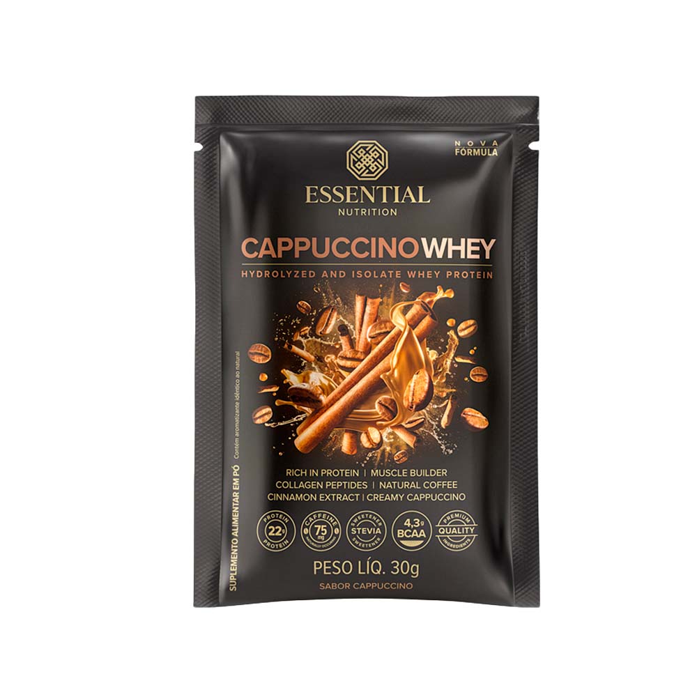 Cappuccino Whey Protein Hidrolisado e Isolado 32g Essential Nutrition