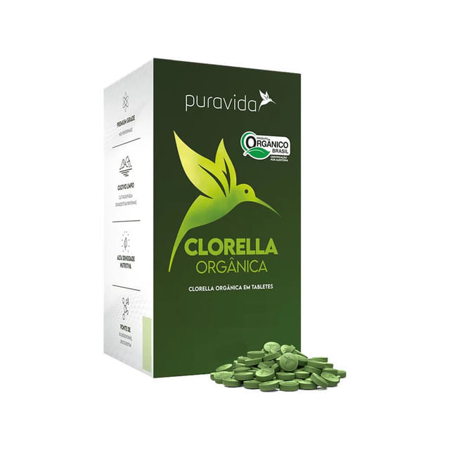 Clorella Orgânica 600 Tabletes de 500mg PuraVida