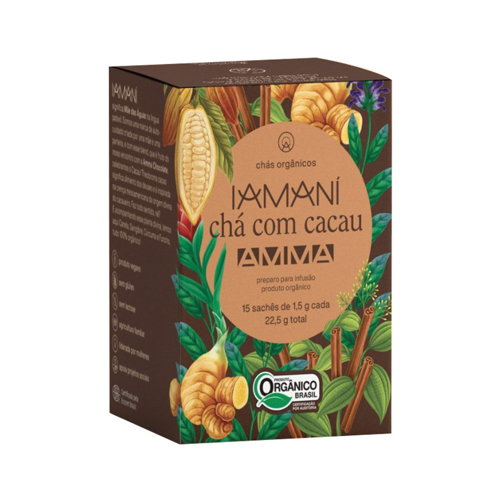 Chá Orgânico com Cacau Amma 15 Sachês Iamaní