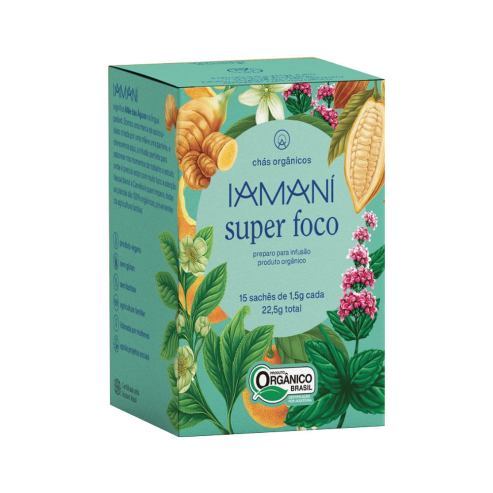 Chá Orgânico Super Foco 15 Sachês Iamaní