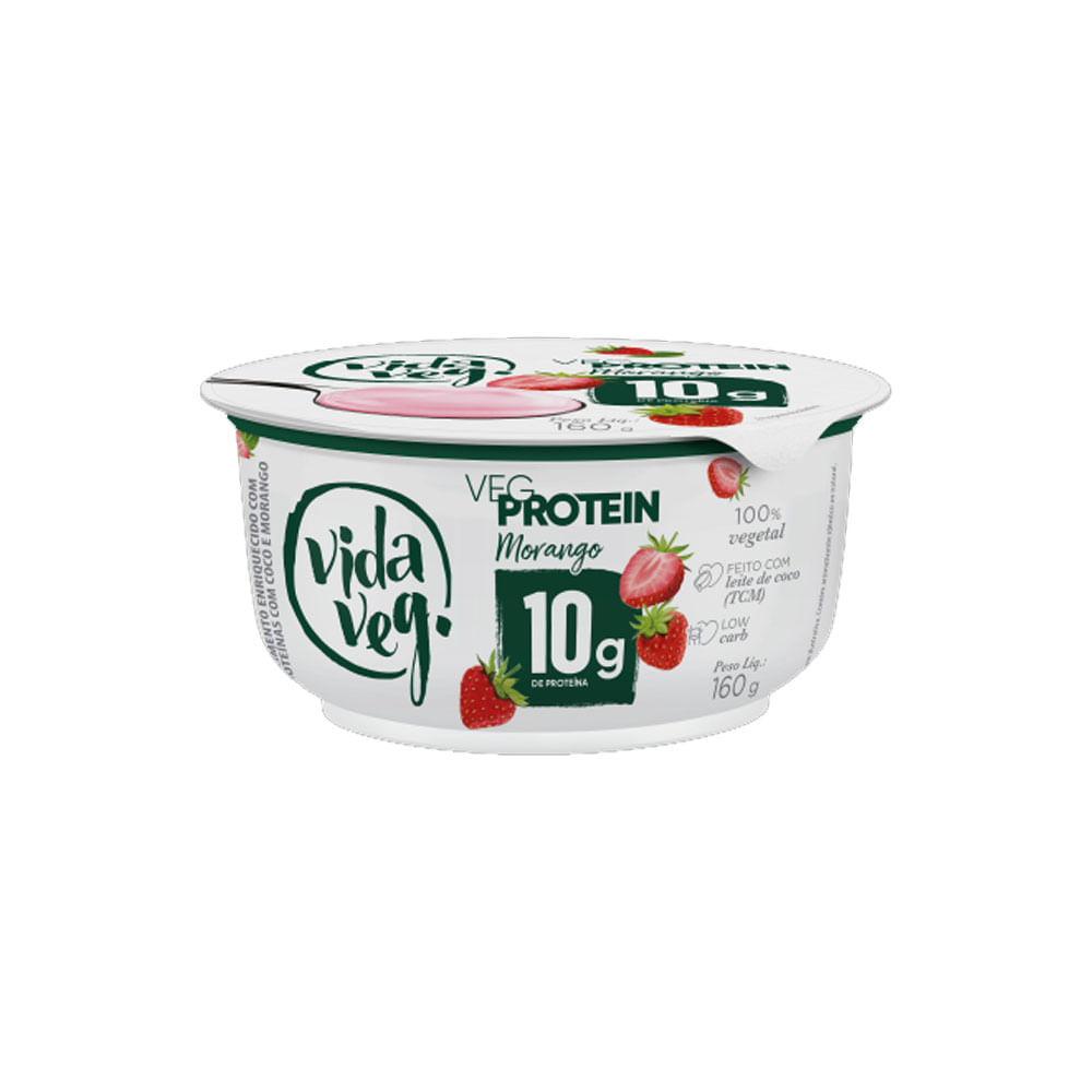 Iogurte Veg Protein Sabor Morango 160g Vida Veg