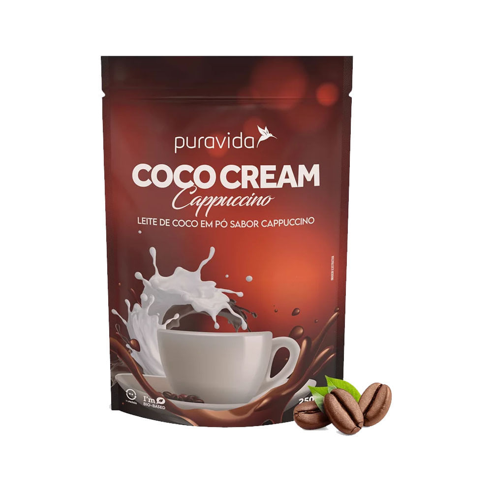 Coco Cream Leite de Coco em Pó Cappuccino 250g PuraVida