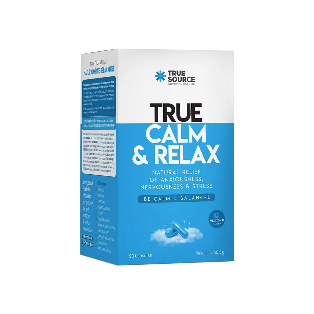 True Calm Relax Melatonina + Triptofano + MIO Inositol + Magnésio 90 Cápsulas True Source