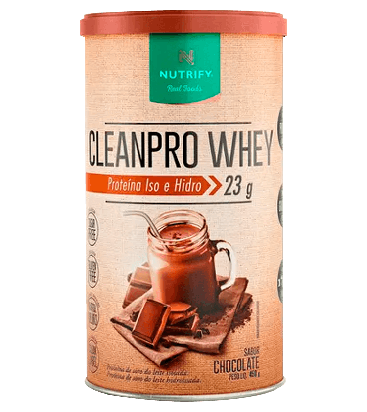 Cleanpro Whey Protein Isolado e Hidrolisado Sabor Chocolate 450g Nutrify