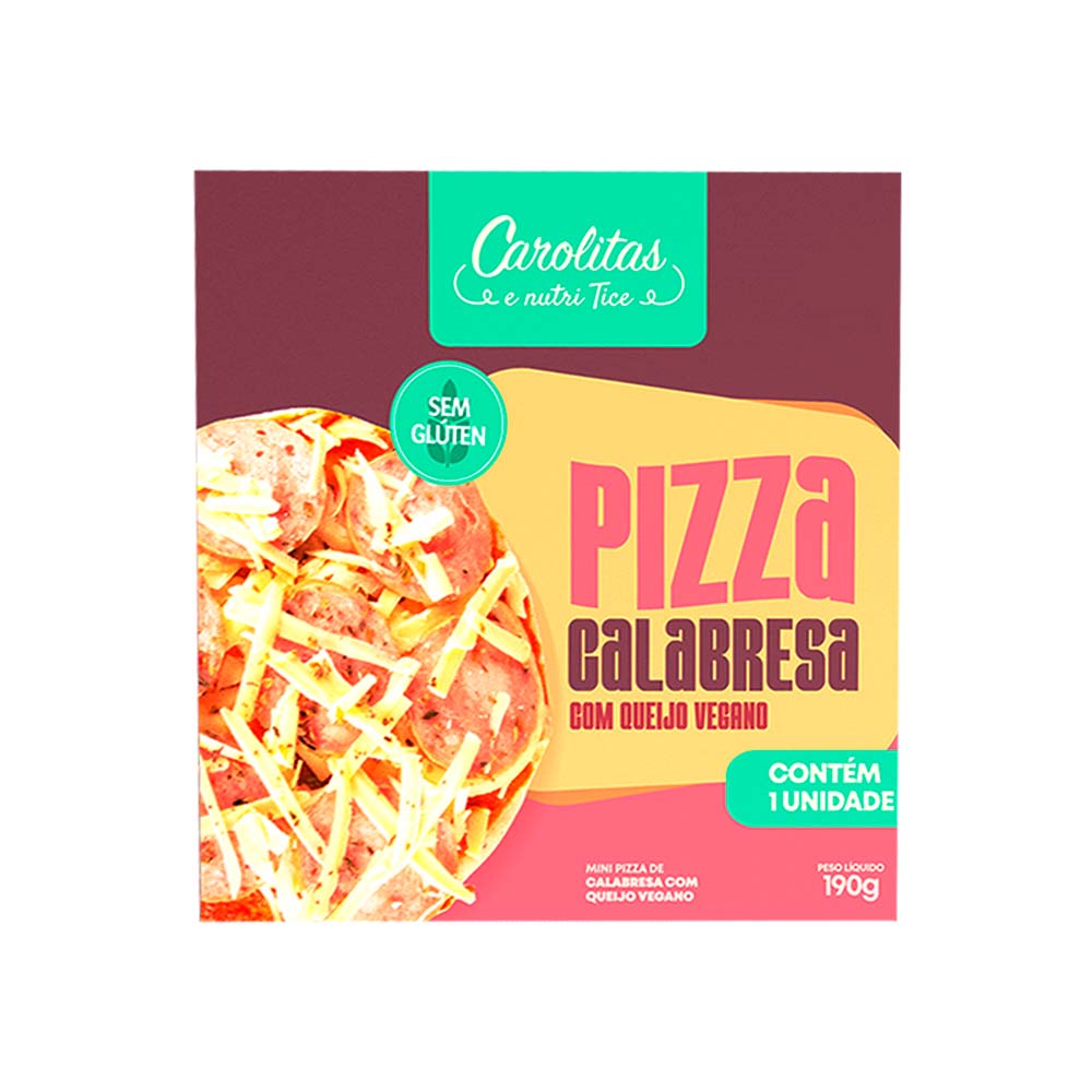 Pizza Calabresa com Queijo Vegano Sem Glúten e Lactose 190g Carolitas