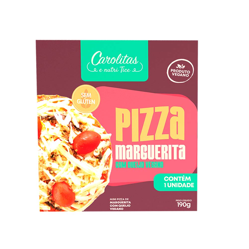 Pizza Marguerita com Queijo Vegano Sem Glúten e Lactose 190g Carolitas