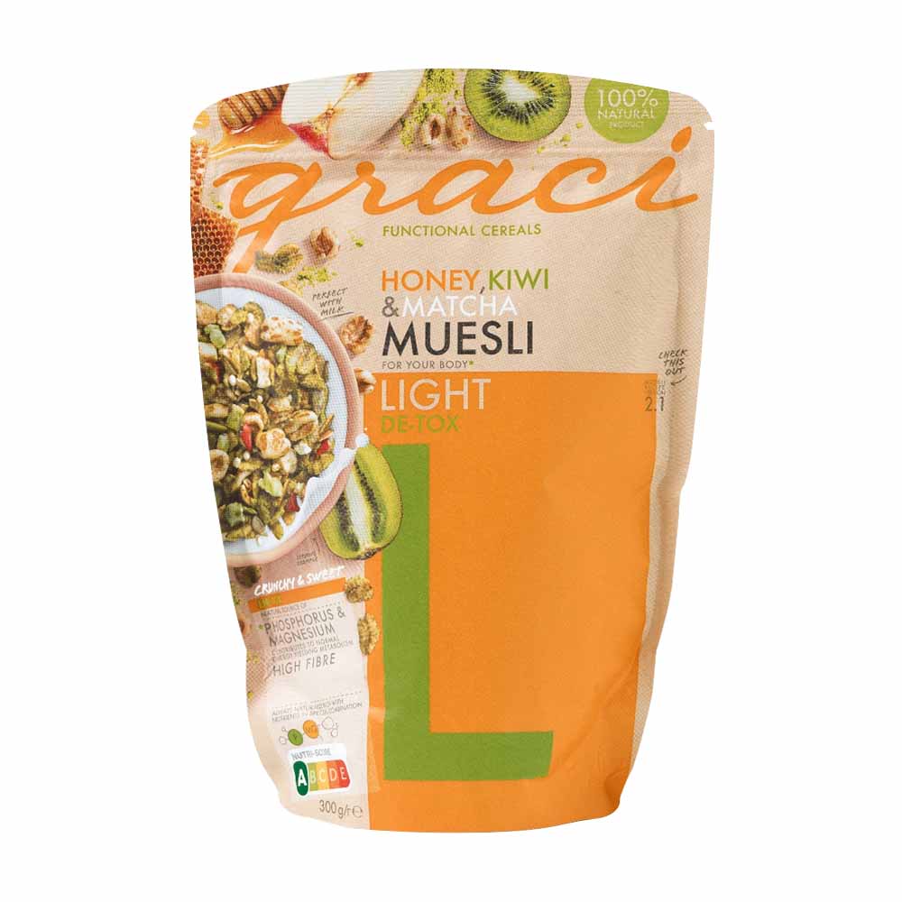 Muesli Mel Kiwi e Matchá Light De-Tox 300g Graci Functional Cereals