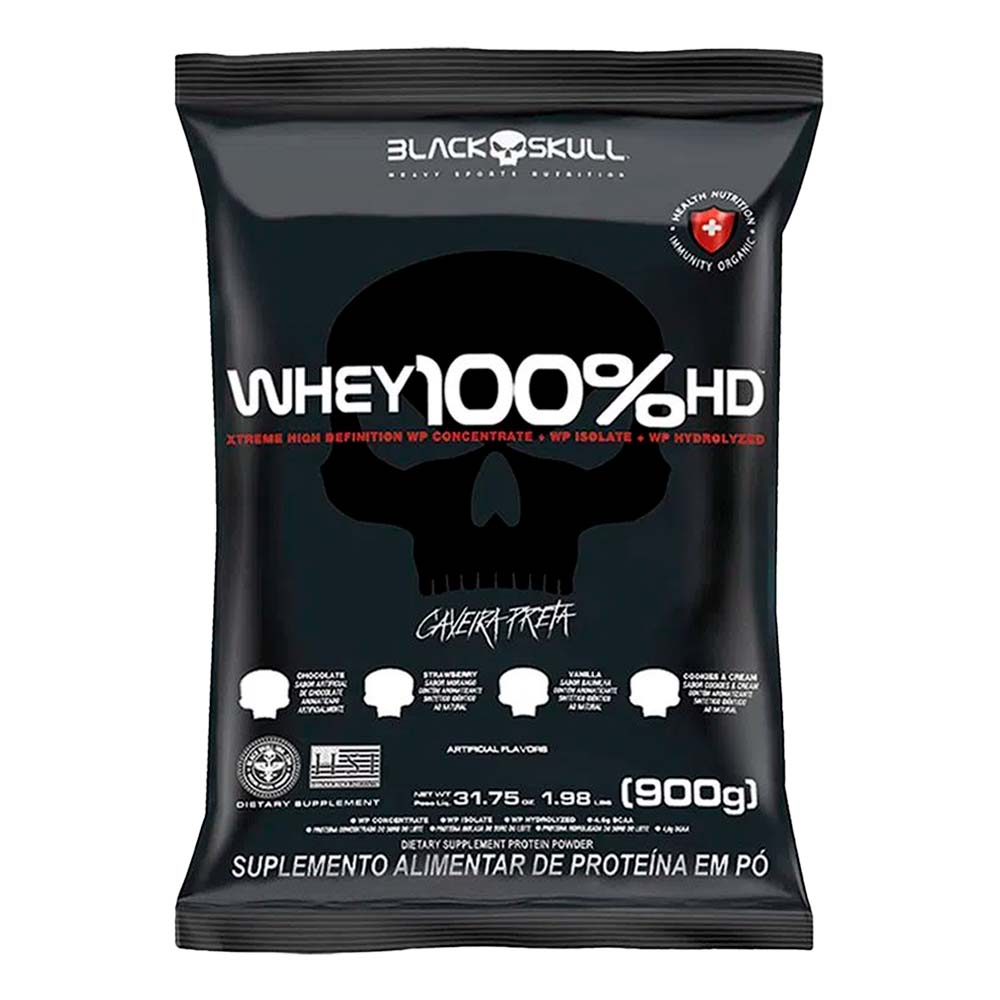 Refil Whey 100% HD Cookies Cream 900g Black Skull