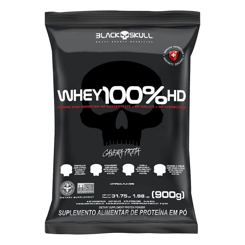 Refil Whey 100% HD Chocolate 900g Black Skull