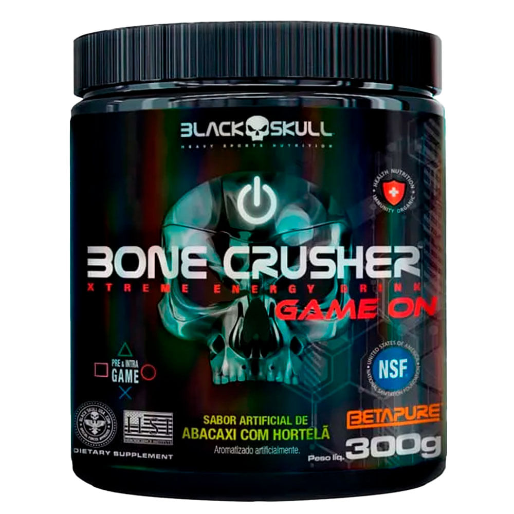 Pré Treino Bone Crusher Game ON Abacaxi com Hortelã 300kg Black Skull