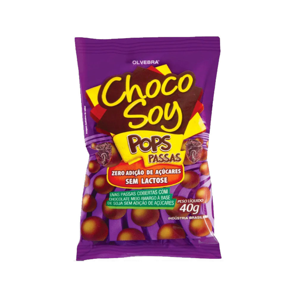 Choco Soy Pops Passas 40g Olvebra