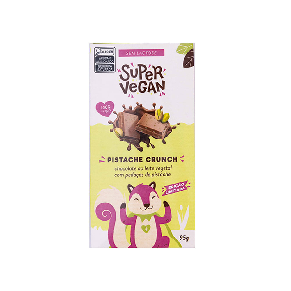 Barra de Chocolate ao Leite Vegetal com Pistache 95g Super Vegan