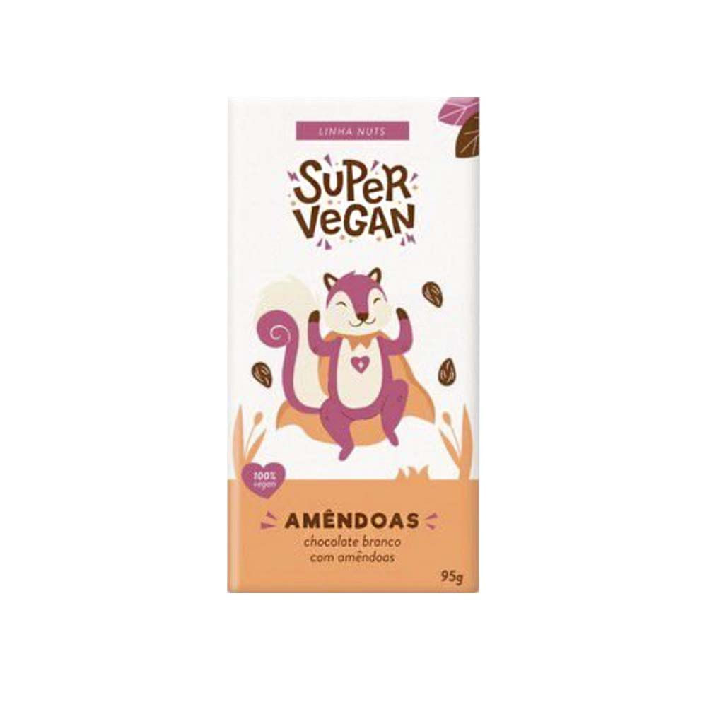 Barra de Chocolate Branco com Amêndoas 95g Super Vegan