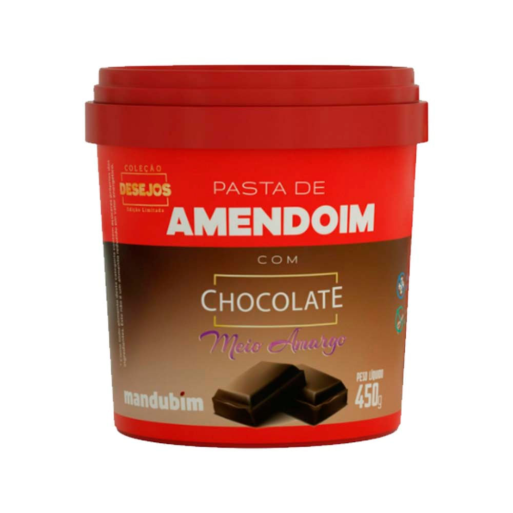 Pasta de Amendoim Chocolate Meio Amargo 450g Mandubim