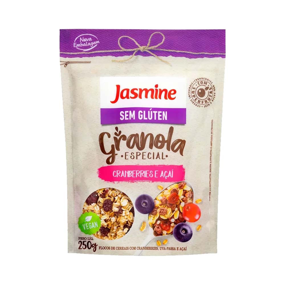 Granola Sem Glúten Cranberries e Açaí 250g Jasmine