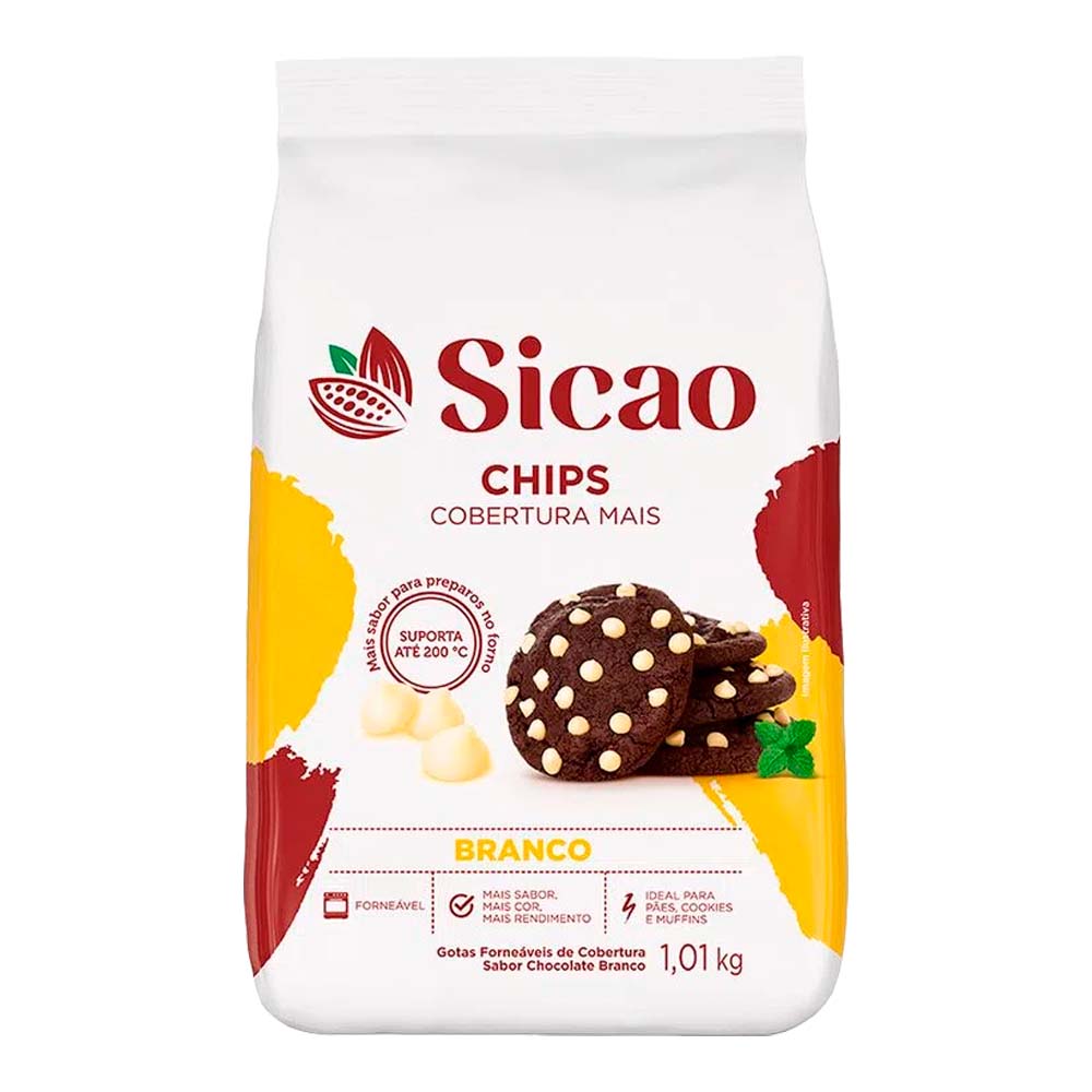 Chips de Chocolate Branco Cobertura Mais Sicao 1,01kg Barry Callebaut