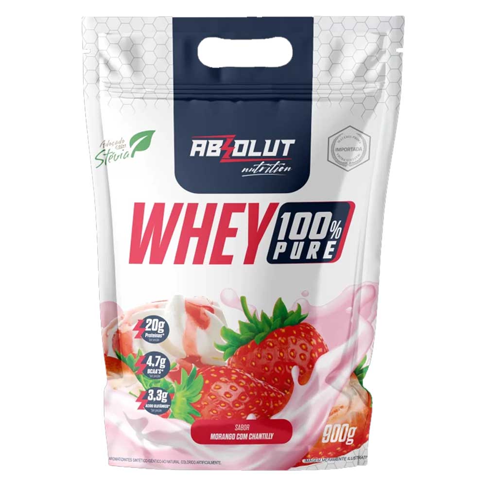 Whey Protein Concentrado Morango com Chantilly 900g Absolut Nutrition