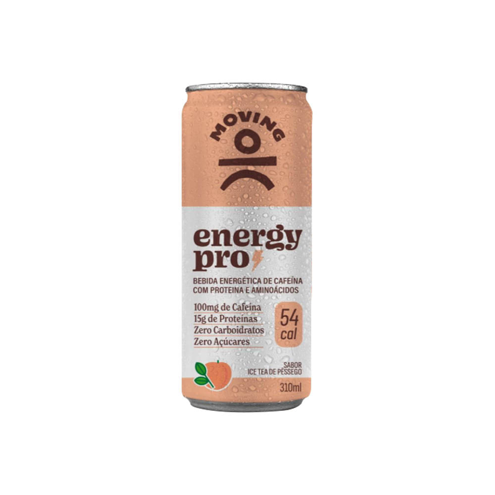 Bebida Proteica Energizante com Aminoácidos e Cafeína Energy Pro Ice Tea de Pessêgo 310ml Moving