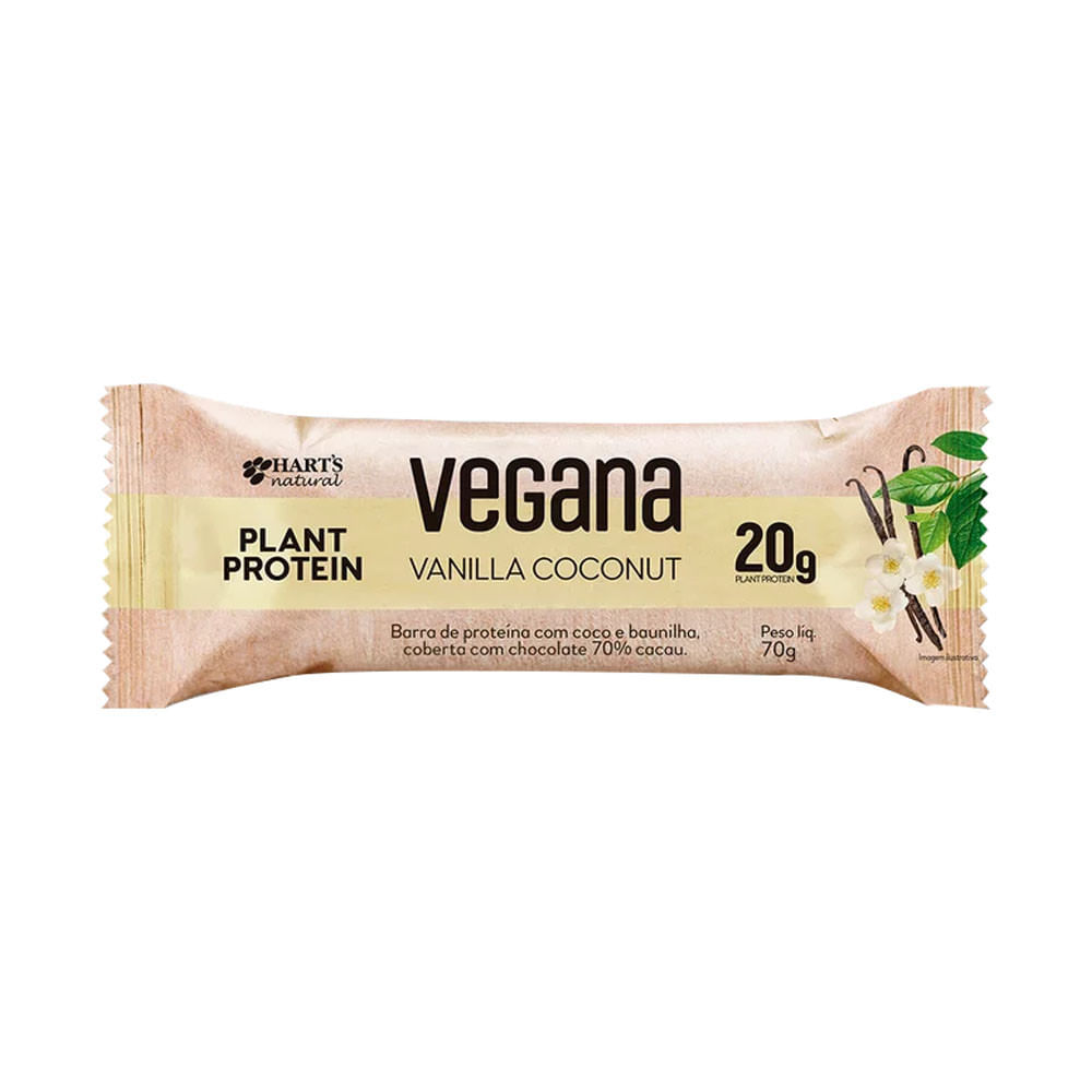Barra de Proteína Vegana Vanilla Coconut 70g Harts Natural